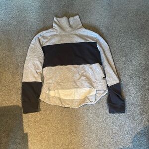 Adidas crop turtle neck sweater in gray and black XL